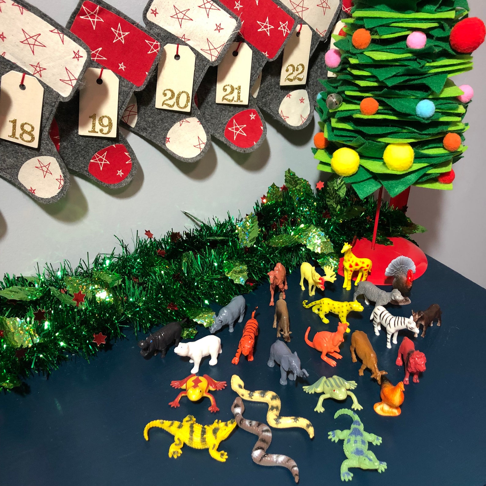 FILLED Advent Calendar With Plastic Animals. AC19 Etsy