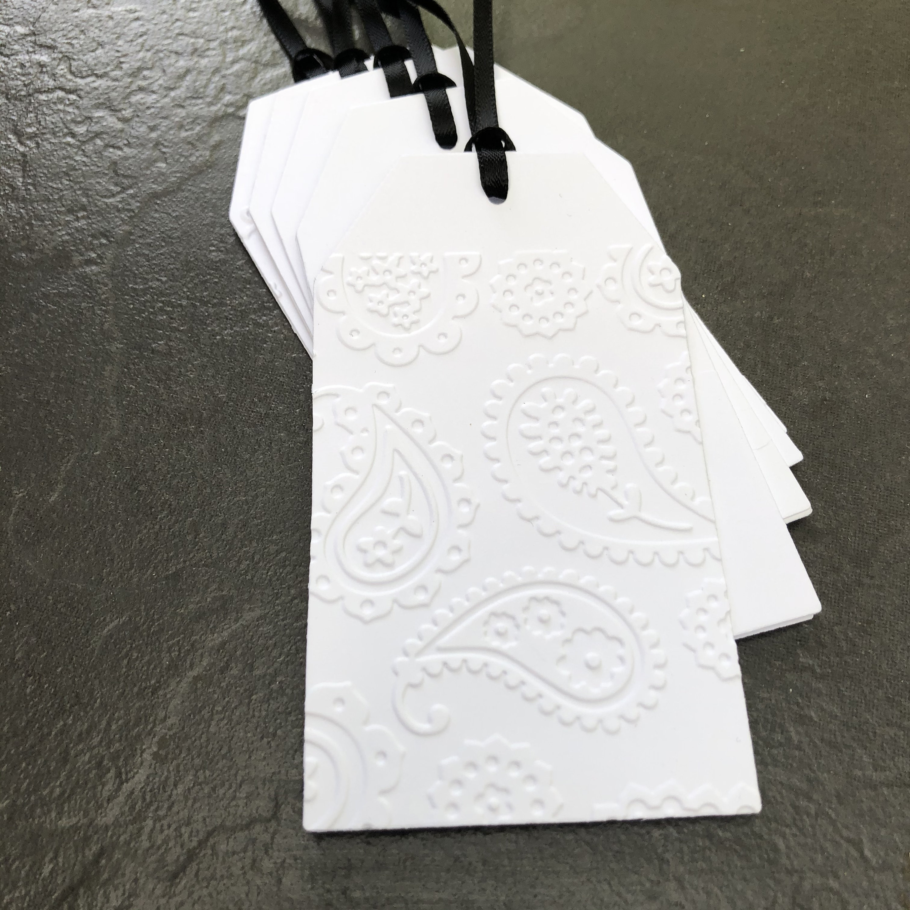 Pack of 5 Embossed Gift Tags. Oblong Tags With Paisley Etsy