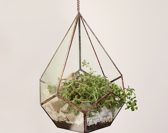 Geometric Terrarium / Teardrop / Handmade Glass Terrarium / Modern Planter for Indoor Gardening / Glass Planter / Stained Glass Terrarium