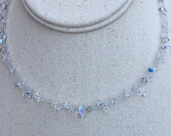 Swarovski Crystal Necklace, Crystal drop  wedding, birthday, bling, Christmas, events, evening, proms, sterling silver