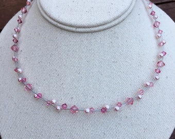 Swarovski Crystal Pearl Necklace, Beautiful Rose Crystal, wedding, sparkly, birthday, bling, summer, events, evening, proms, sterling silver