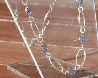 Swarovski Light Sapphire Crystal Link Necklace, 16" length, bridal, wedding, bridesmaid, sparkle, present, pretty, silver colour, delicate