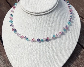 Swarovski Crystal Pearl Necklace, Summer Days Crystal, wedding, sparkly, birthday, bling, summer, events, evening, proms, sterling silver