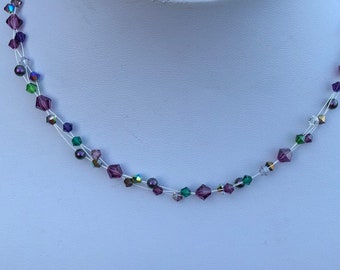 Swarovski Crystal Necklace, Rich Purple, wedding, sparkly, purple pearl, bling, Christmas, events, evening, proms, sterling silver