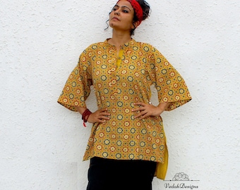 Ajrak block print tunic for women