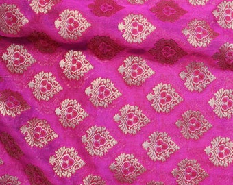 2.5 meters hot pink sheer jacquard fabric