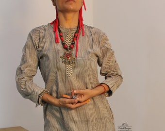 Conjunto de túnica kurta Dhoti en tela de algodón suave con estampado de bloques