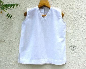 Breathable White handmade brushed cotton top