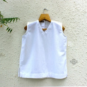 Breathable White handmade brushed cotton top