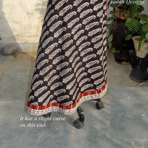 Block print long wrap around skirt with ties in cotton fabric image 7