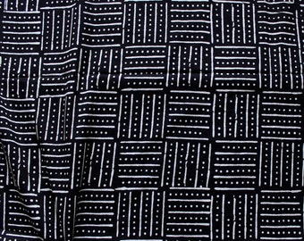 2.5 meters geometric block print fabric in black breathable cotton
