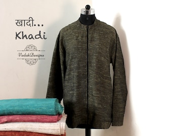 Melange black khadi handloom jacket for men / women jacket / breathable