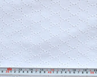 White cotton fabric embroidered fabric by the yard