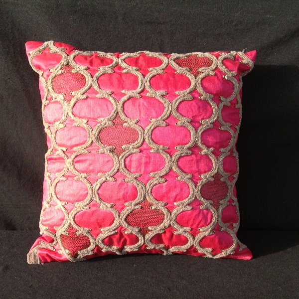 Set of two 14" square pillows / hot pink sofa cases / housewarming gifts / boho