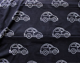 2.5 meters block print fabric in black breathable cotton