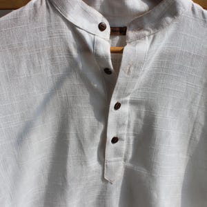 White Khadi shirt handloom cotton kurta for men image 6