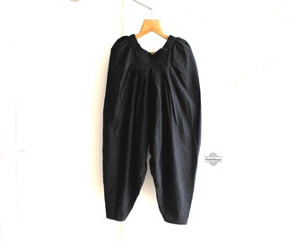 Black yoga dhoti pants in handloom cotton breathable fabric