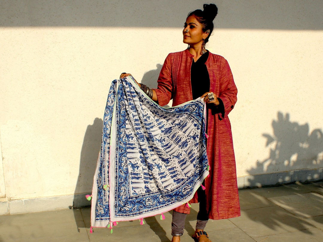 Warm Polkas-Cotton Block Print Stole