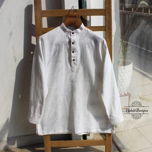 White Khadi shirt handloom cotton kurta for men image 1