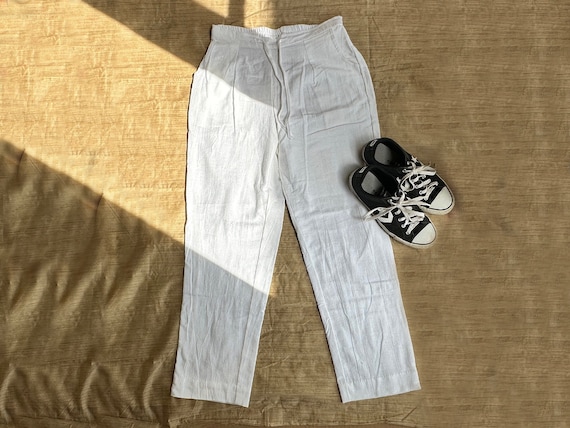 Custom made off white handloom slub cotton pants unisex pants