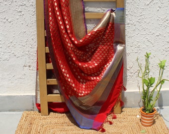 Handloom brocade jacquard dupatta for lehenga gift for her