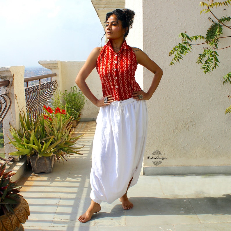 White boho skirt in cotton slub handloom image 5