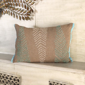 Christmas tree beaded single pillow cover / hand embroidered pillow