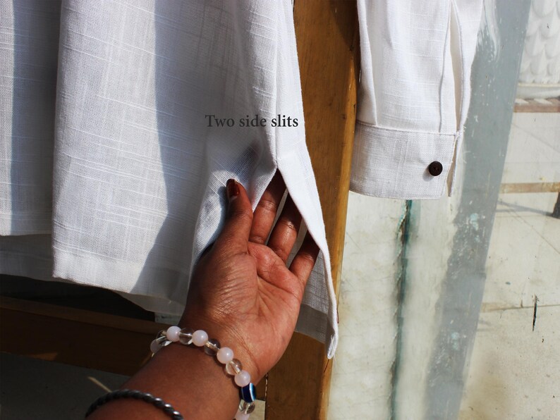 White Khadi shirt handloom cotton kurta for men image 5