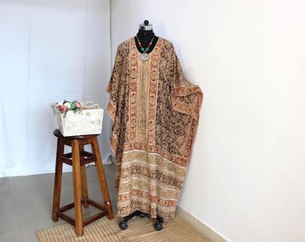 Soft mul cotton kaftan Kalamkari block print kaftan Beach dress