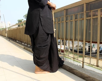 Black khadi kurta dhoti set in handloom cotton fabric Spiritual clothing yoga clothing for men