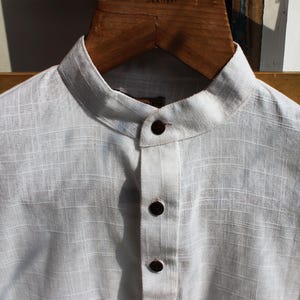 White Khadi shirt handloom cotton kurta for men image 3