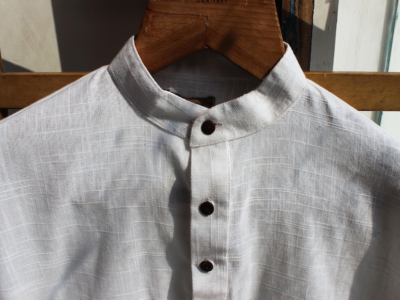 White Khadi shirt handloom cotton kurta for men image 3