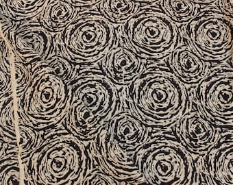 2.5 meters beige swirl block printed fabric