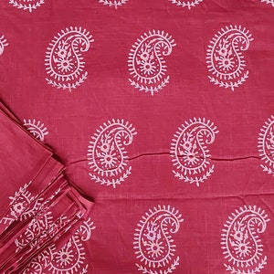 2.5 meters maroon paisley cotton slub fabric