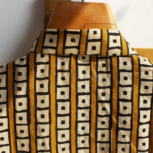 Yellow geometric block print cotton shirt breathable soft cotton shirt image 8
