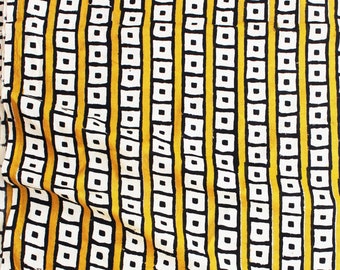 2.5 meters yellow geometric block printed cotton fabric