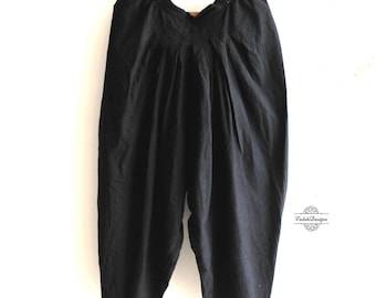 Black yoga dhoti pants in handloom cotton breathable handloom khadi fabric