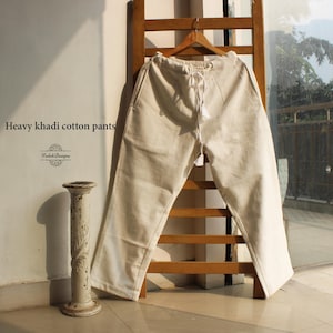 Custom-made white khadi cotton slub pants