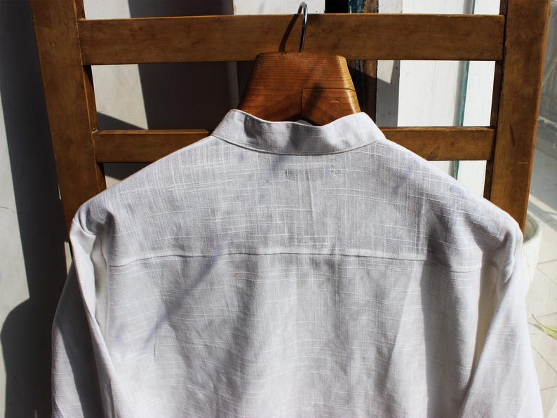 White Khadi shirt handloom cotton kurta for men image 9