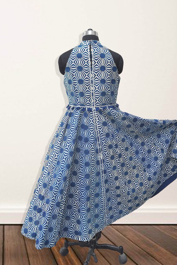 indigo print dress