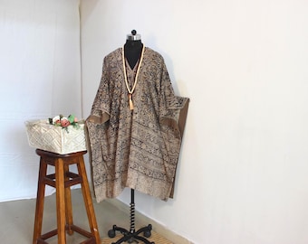 Soft mul cotton kaftan Kalamkari block print kaftan