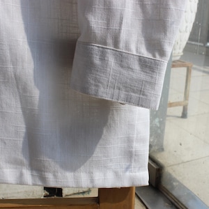 White Khadi shirt handloom cotton kurta for men image 7