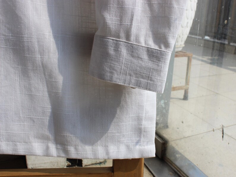 White Khadi shirt handloom cotton kurta for men image 7