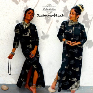 Choose fabric from the store Tunic boho dress in block print cotton fabric