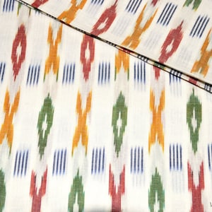 Yarn-dyed multicolored Ikat cotton fabric for sewing by the yard