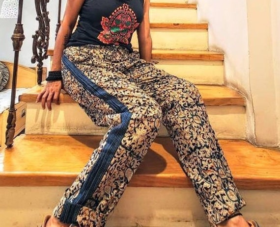 Kalamkari printed divider top paired with pants. – affaire's by LevellFive