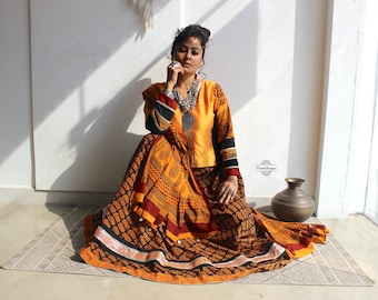 Choose fabric from the store block print lehenga choli set wedding wear dress custom made