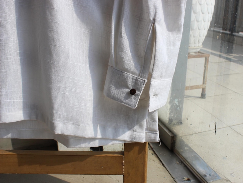 White Khadi shirt handloom cotton kurta for men image 4