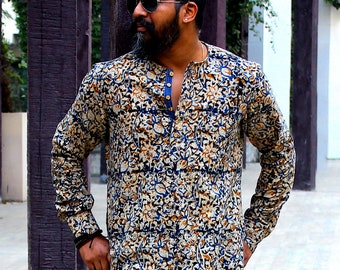 Custom made kurta in block print fabric