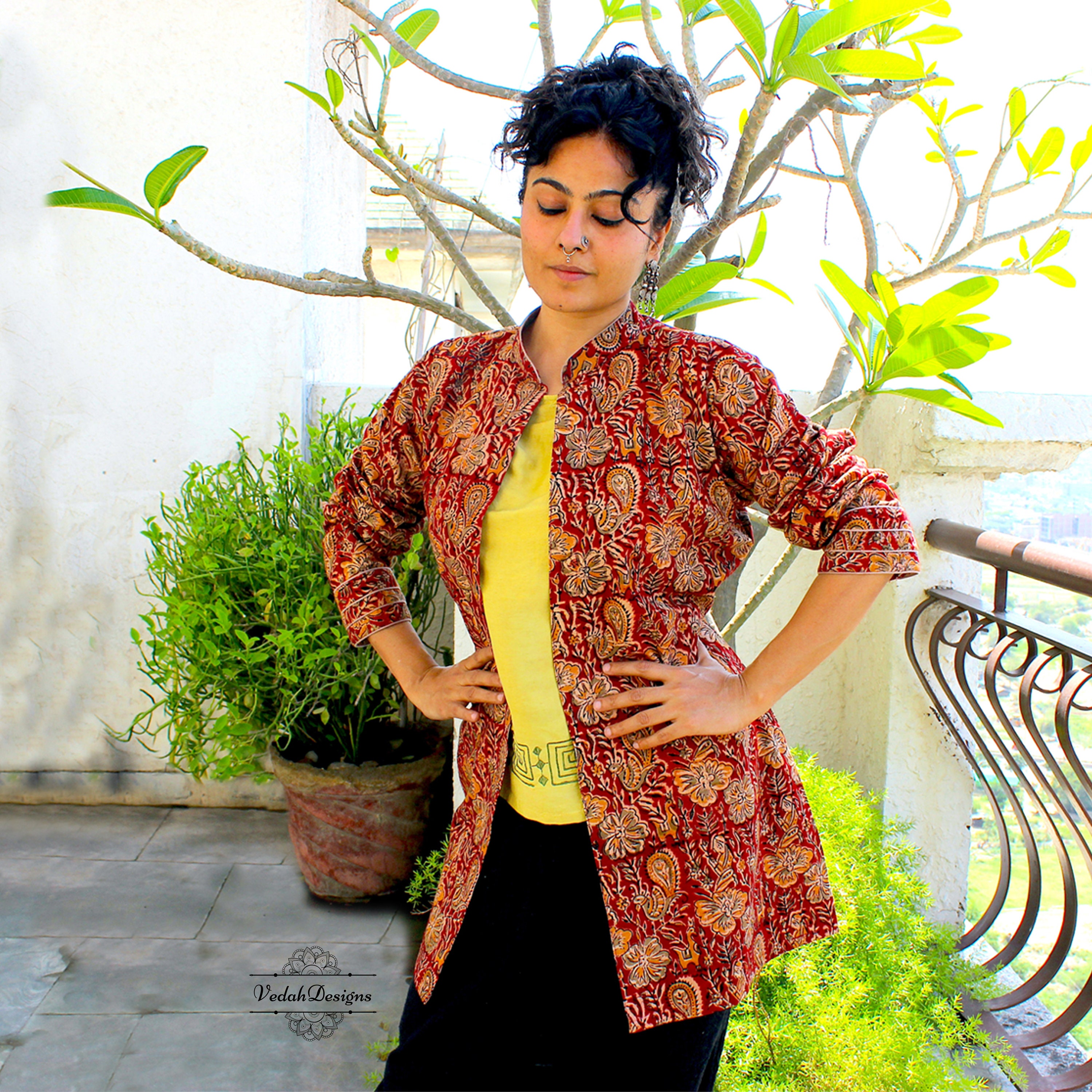 Buy Black Cotton Kalamkari Jacket for Women Online at Fabindia | 20124550